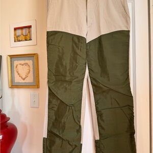 L.L. Bean Cargo Pants Green and Cream Two-Tone Design
